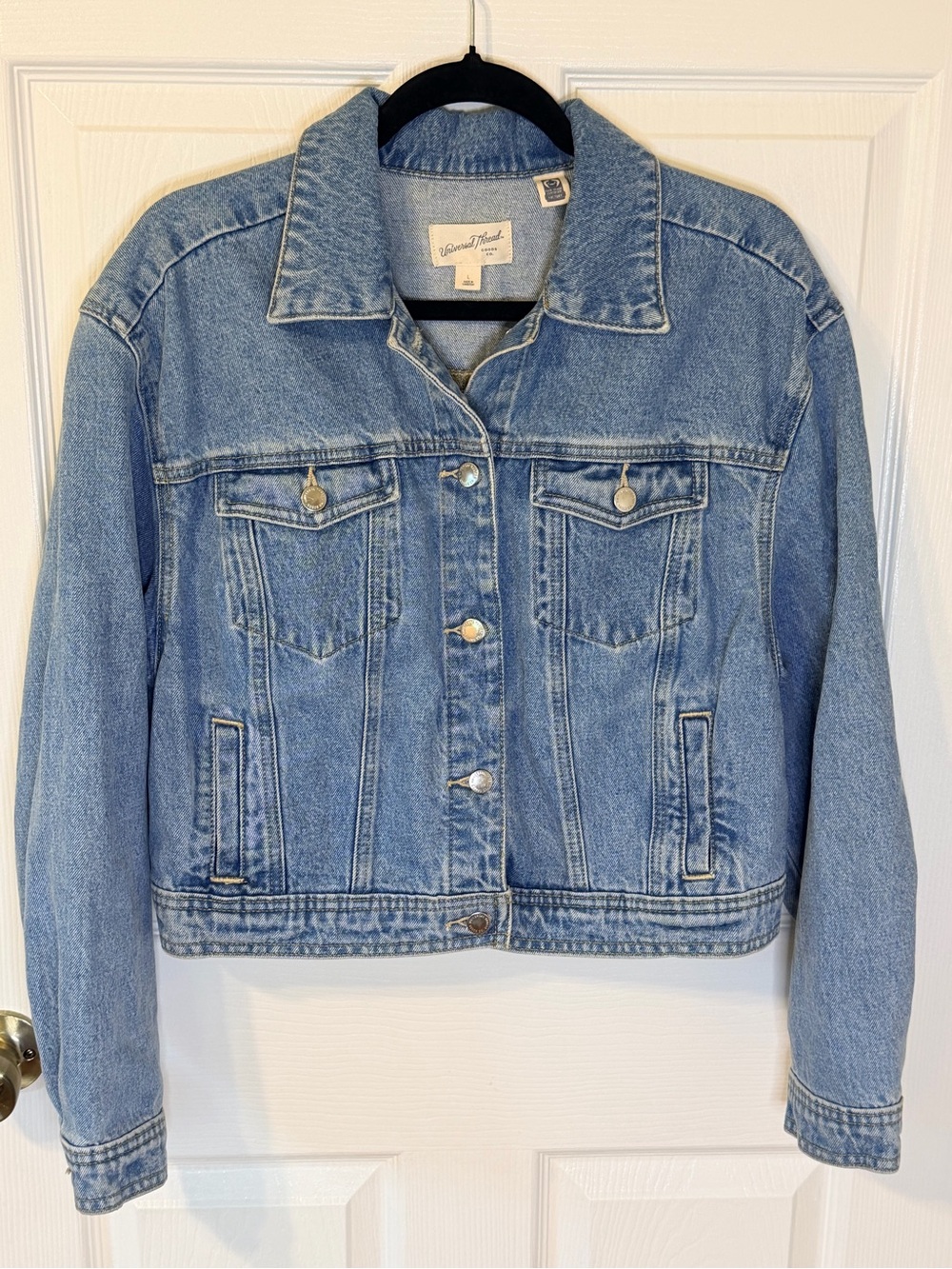 Universal Thread Cropped Denim Trucker Jacket L